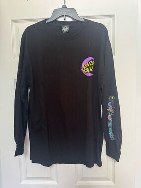 Santa Cruz Black Long Sleeve Tee with Neon Graphic